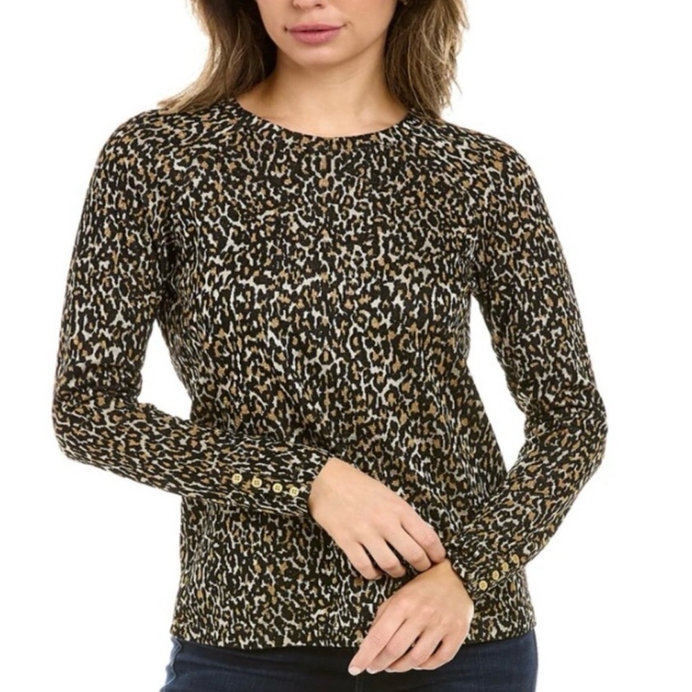 Women’s size large J McLaughlin leopard print metallic shirt